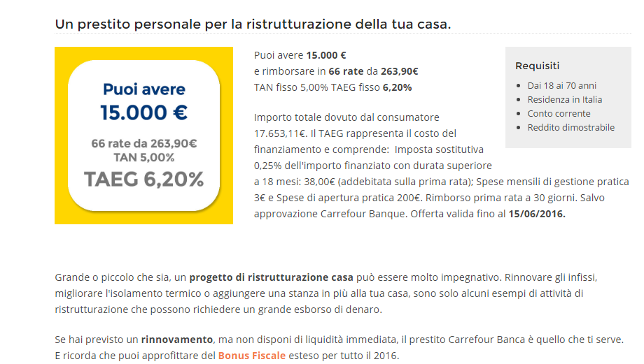 Carrefour banca 2018: opinioni e commenti di prestiti personali online Requisiti per richiedere un prestito