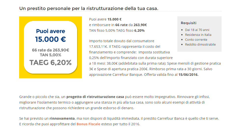 carrefour banca prestiti casa