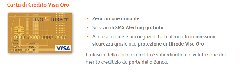 conto arancio carta di credito