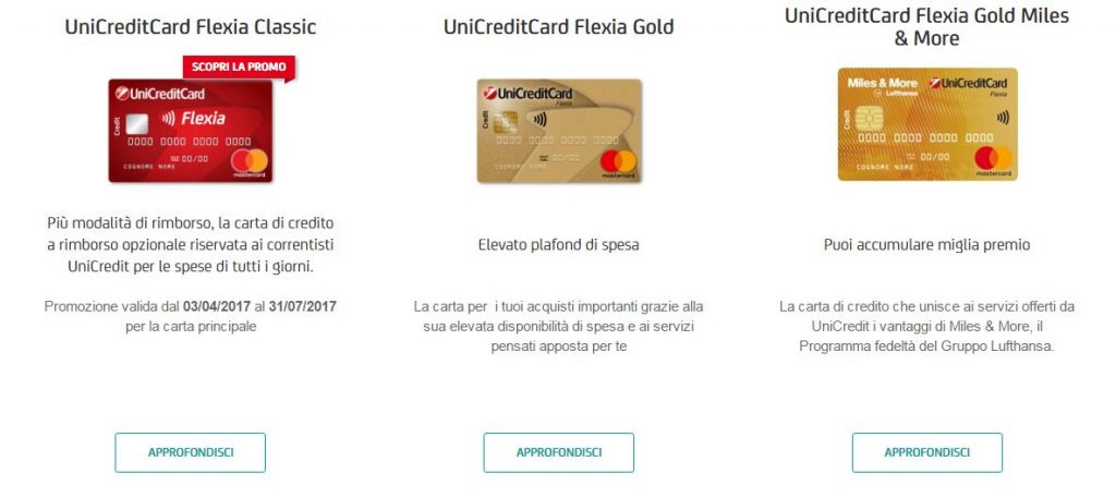 unicredit conto online carta di credito