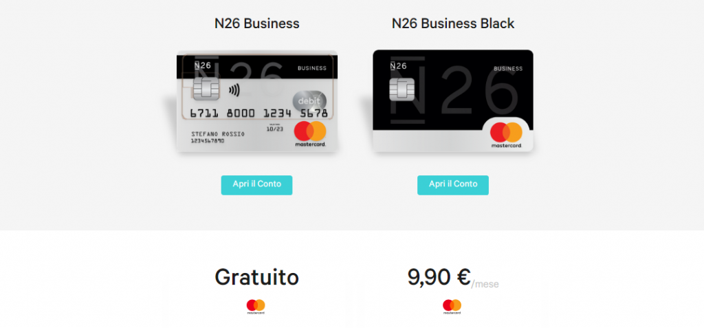 n26 carte di credito business