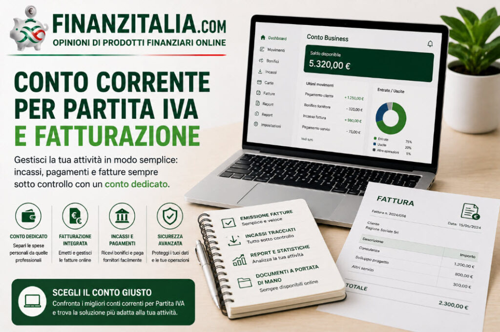 Conto corrente per Partita IVA e fatturazione