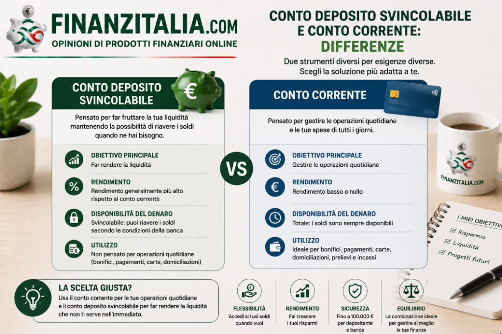 Conto deposito svincolabile e conto corrente