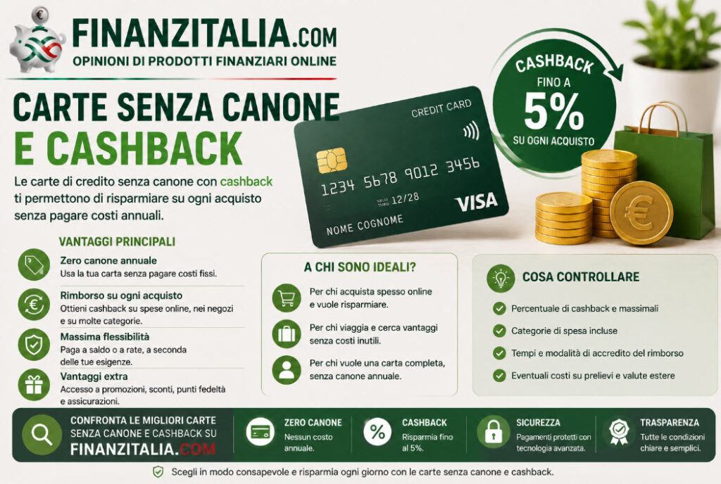 Carte senza canone e cashback